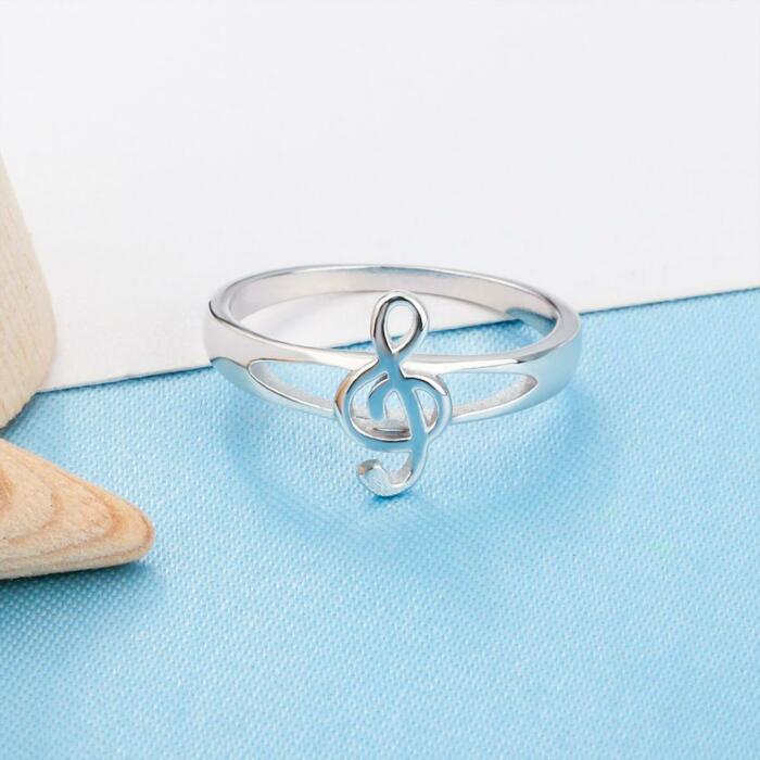 Sterling Silver Musical Notes Pattern Rings