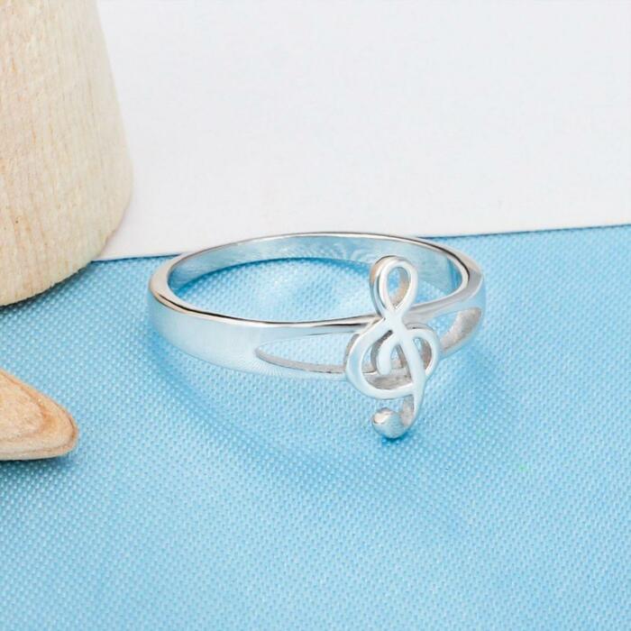 925 Sterling Silver Musical Notes Pattern Rings for Women, Fashion Jewelry Gift for Music Lovers