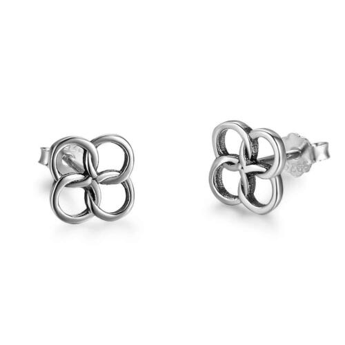 925 Sterling Silver Four Buckles Stud, Lucky Symbol Fashion Earring for Women, Best Gift for Her