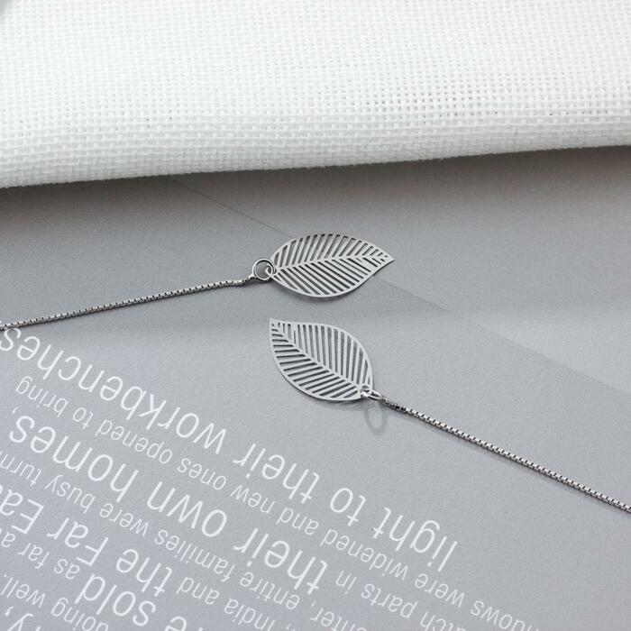 Women’s 925 Sterling Silver Leaves Drop Earrings with Tassels Pendant, Unique Jewelry Gift