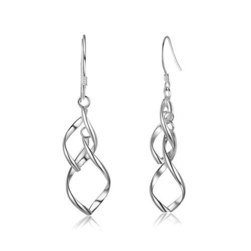 925 Sterling Silver Double Twisted Drop Earring, Long Leaf Fringed Jewelry for Women, Best Gift for Her