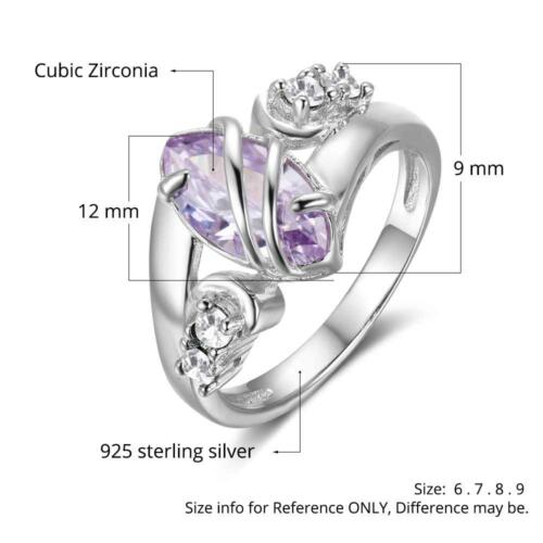 925 Sterling Silver 12mm 6.5 Cubic Zirconia Ring Set, Jewelry Gifts for Women