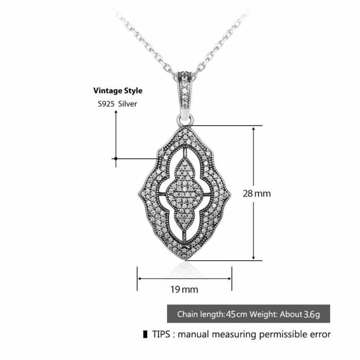 Soild 925 Sterling Silver Necklace & Pendants Fashion Women Necklace Vintage Design Jewelry