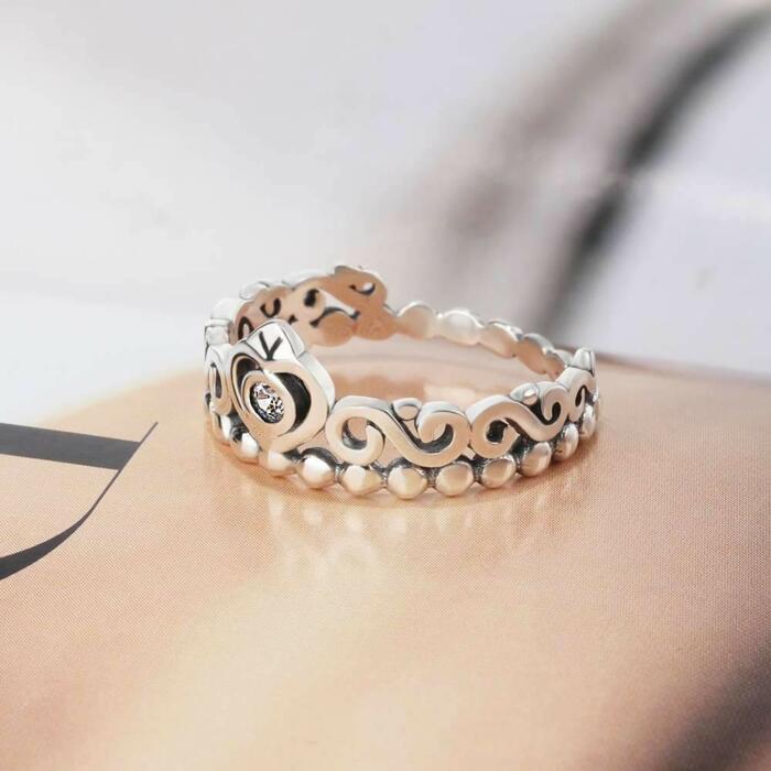 Genuine Sterling Silver Rings – Vintage Crown Finger Ring – Anniversary Jewelry Gifts