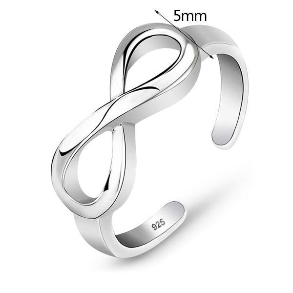 Genuine 925 Sterling Silver Resizable Infinity Ring, Fashion Jewelry Gift for Women