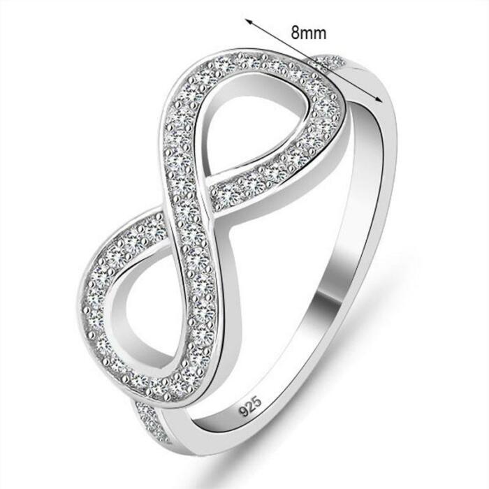 925 Sterling Silver 8-Shaped Knot Flowers Infinity Ring, Fashion Jewelry Gift for Women