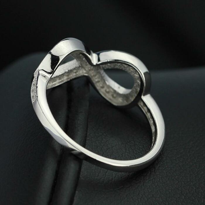 925 Sterling Silver 8-Shaped Knot Flowers Infinity Ring, Fashion Jewelry Gift for Women