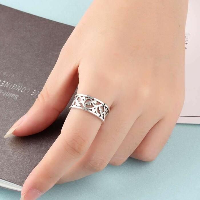 Solid 925 Sterling Silver Vintage Style Rings for Women with Vintage Style Vine Wave Pattern