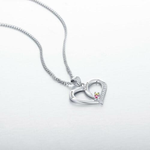 Heart Shape Friendship BFF Necklaces for 4 - Personalized Birthstone Engraved BFF Necklace