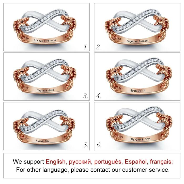 925 Sterling Silver Infinity Ring for Women - Cubic Zirconia Fairy Pattern Inner Engraving Ring