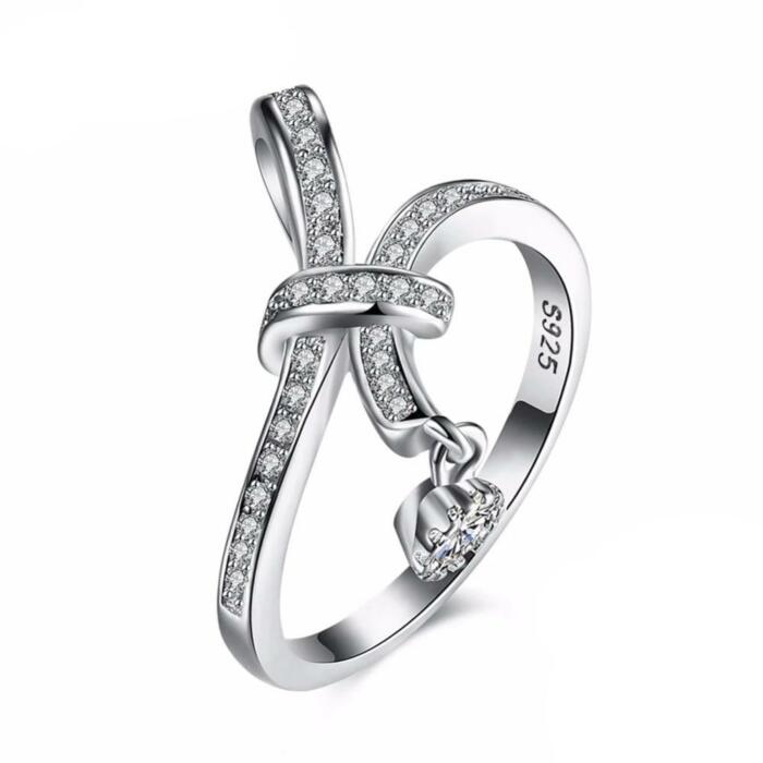 Sterling Silver Irregular Rotated Pattern Rings with Cubic Zirconia Stones