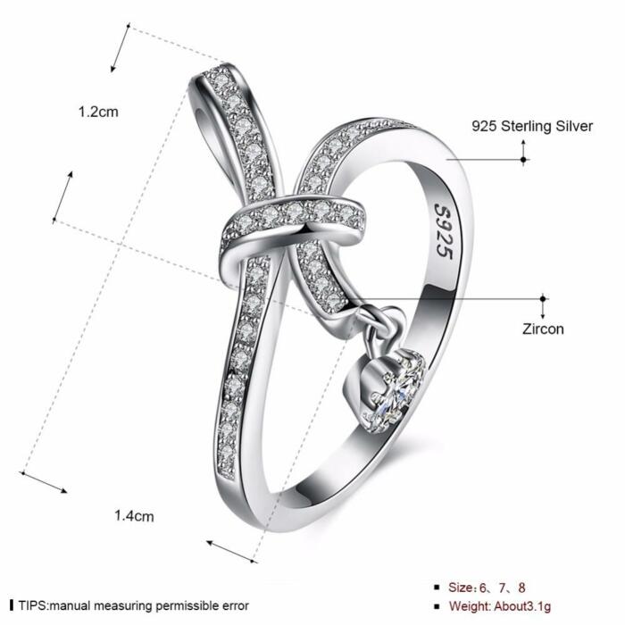 Solid 925 Sterling Silver Irregular Rotated Pattern Rings for Women with Cubic Zirconia Stones – Fashion Jewelry Gift for Her