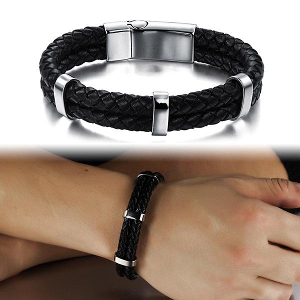Stainless Steel Bracelets for Men - Wrap Wristband for Men - Gift for Men - Wrap Bracelet for Men - Gift for Boyfriends - Genuine Leather Bracelets for Men