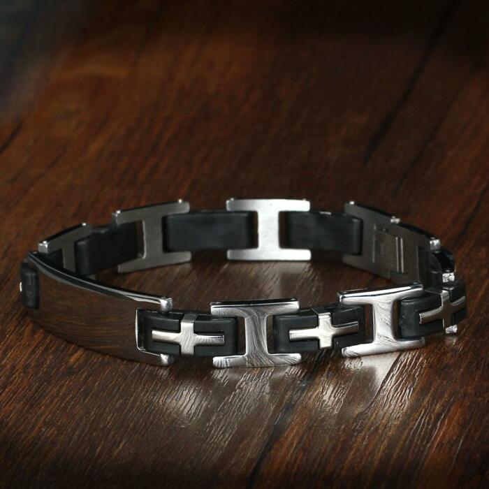 Fashion Punk Bracelet for Men - 220mm Length Cross Bracelet - Image 4