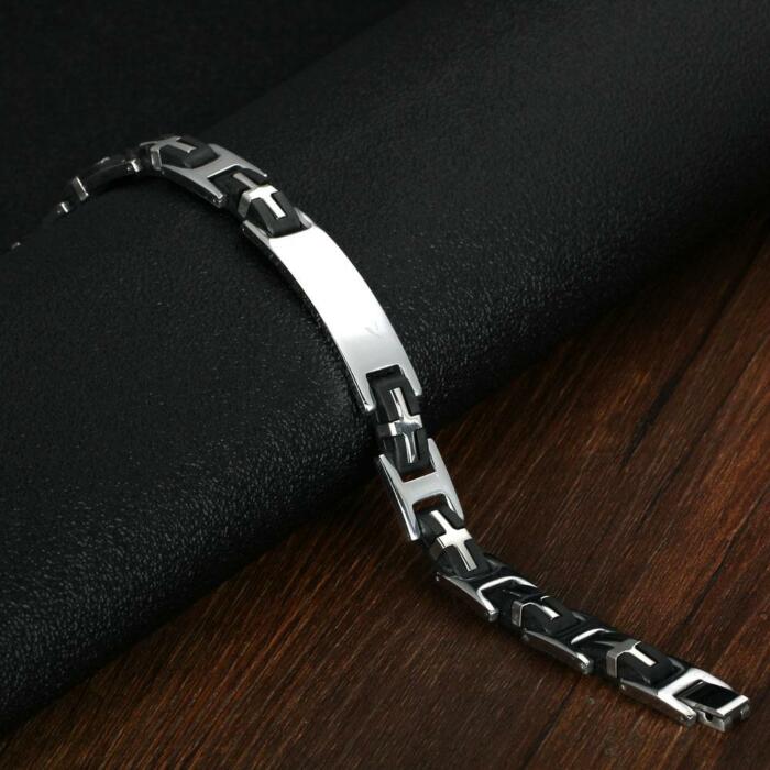 Fashion Punk Bracelet for Men - 220mm Length Cross Bracelet - Image 2