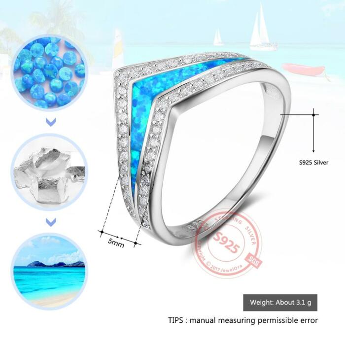 Trendy 925 Sterling Silver Wedding Ring - 925 Sterling Silver Engagement Ring - Opal Stoned Jewelry for Women - Classic On-Trend Jewelry Collection For Women Of All Ages
