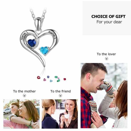 Personalized Infinity 925 Sterling Silver Necklace, Name & Love Birthstone Pendant with Box, Christmas & Anniversary Gift