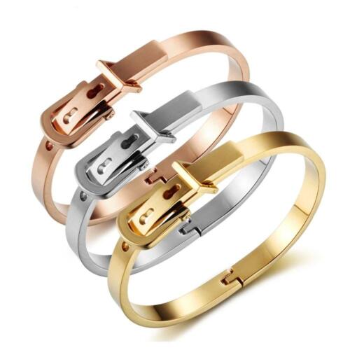 Stainless Steel Bracelet for Women- Rose Gold Bangle Bracelet- Trendy Fashion Accessory for Women- Gold Belt Bangle Bracelet- Elegant Stainless Steel Bracelet for Women- Casual Fashion Accessory for Women
