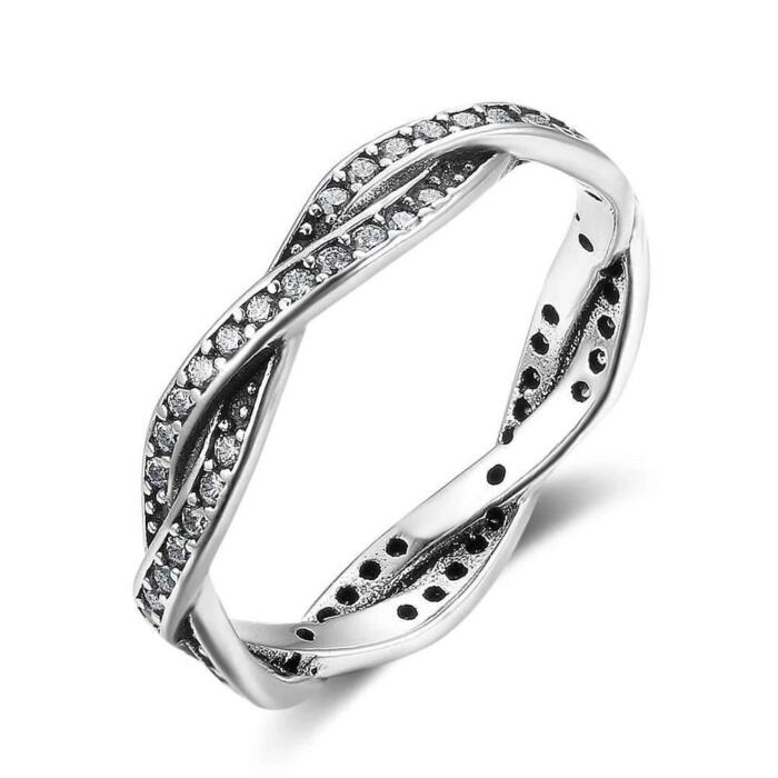 Intertwined Ring - Stone Set Sterling Silver Ring