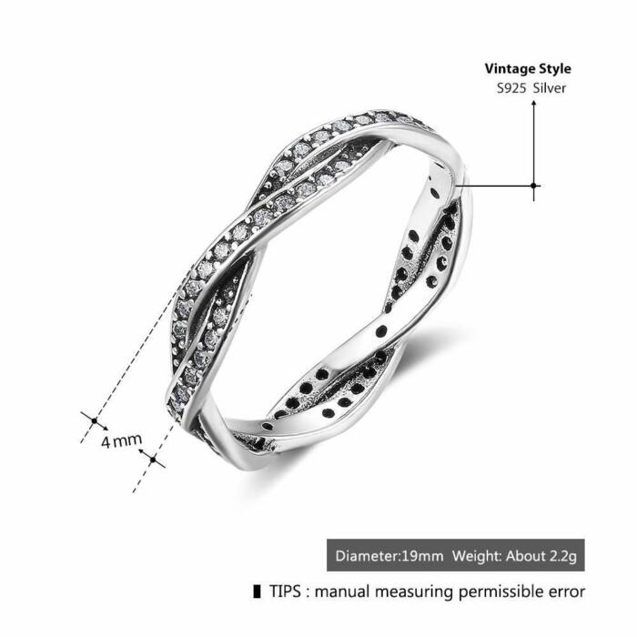 925 Sterling Silver Ring for Women- Cubic Zirconia Stones Stubbed Winding Designed Engagement Ring