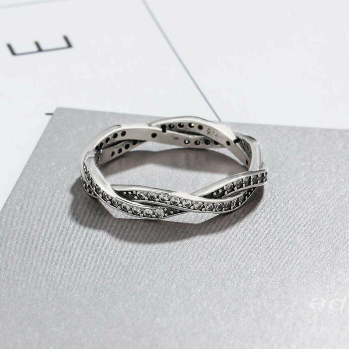 Intertwined Ring - Stone Set Sterling Silver Ring