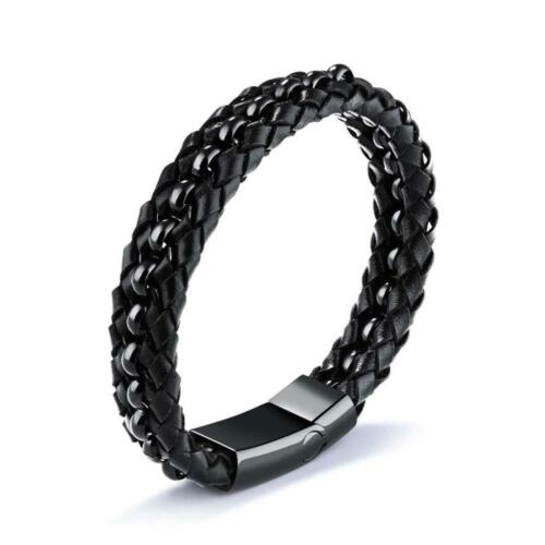 Stainless Steel Bracelet for Men - Leather Bracelet for Men - Fashion Jewelry for Men - Accessories for Boys - Gift for Men - Chain Style Bracelet