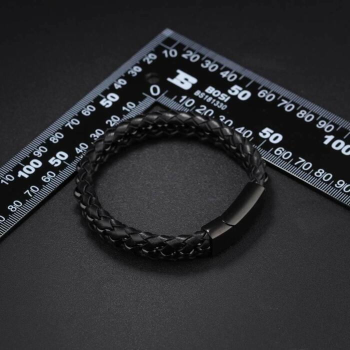 Stainless Steel Bracelet for Men - Leather Bracelet for Men - Fashion Jewelry for Men - Accessories for Boys - Gift for Men - Chain Style Bracelet
