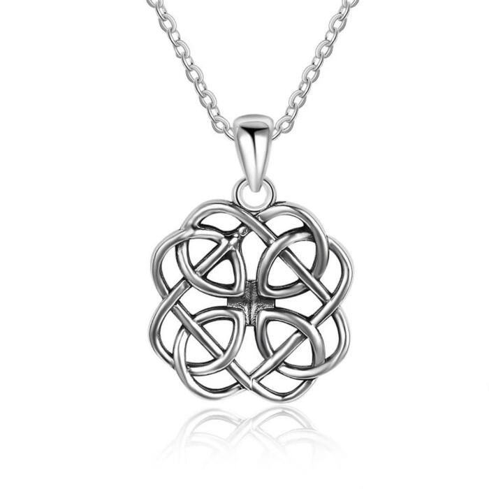 Sterling Silver Geometric Art Pattern Pendant Necklace
