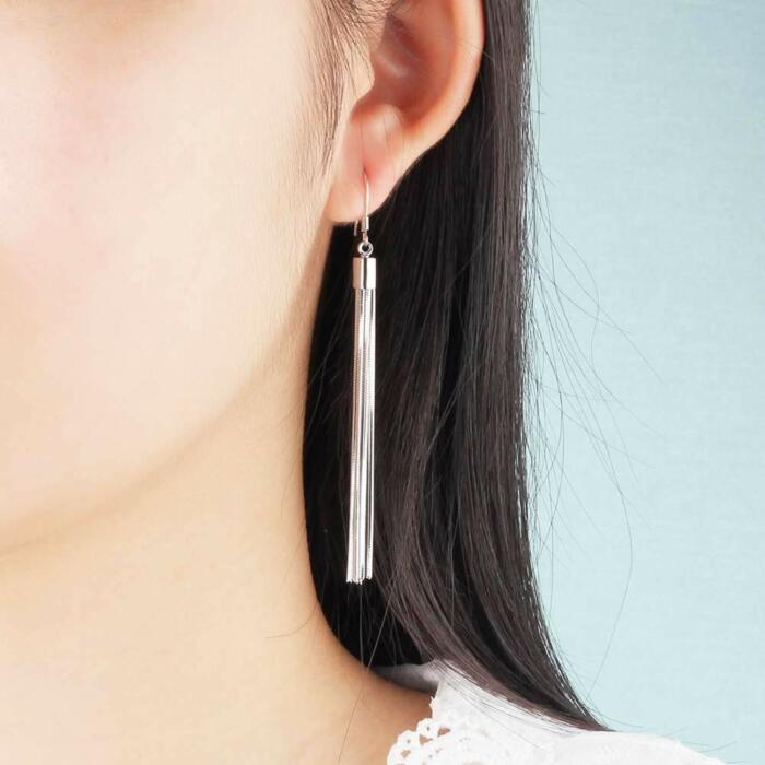 Simple 925 Sterling Silver Bohemia Drop Earrings for Women, Party Jewelry Gift