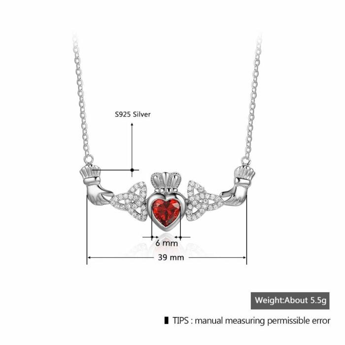 Sterling Silver Necklace with Personalized Birthstones- Cute Pendant for Women
