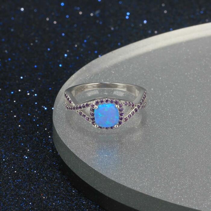 Classic Opal Stone Rings - 925 Sterling Silver Criss-Cross Shaped Opal Wedding Ring - Fashion Party Jewelry Gifts For Women - Trendy Ring Jewelry - Solid Engagement Ring, Best for BFF, Family, Siblings