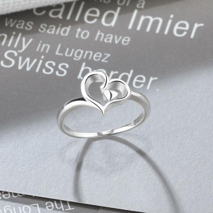 Halo Heart Swirls Shape Rings - Sterling Silver Rings - Cubic Zirconia Rings