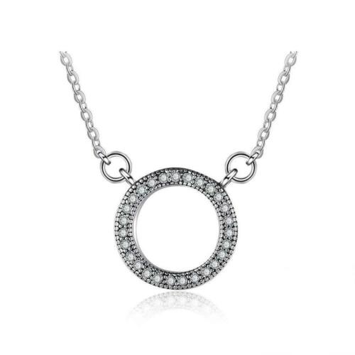 Round Hollow Design CZ Soild 925 Sterling Silver Necklace & Pendants Fashion Women Necklace Vintage Jewelry