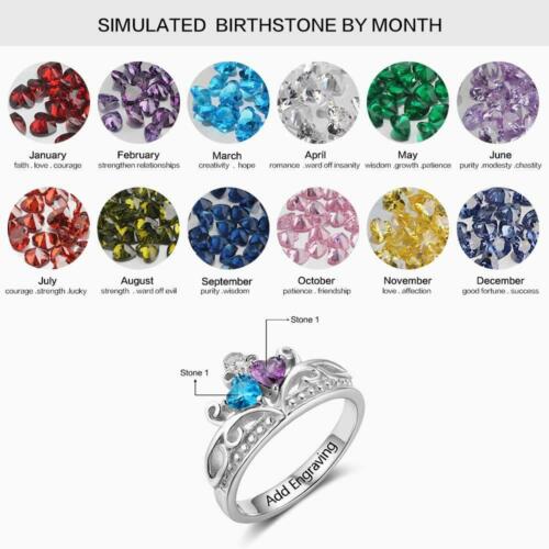Personalized 925 Sterling Silver Leaf Rings for Women – Engraved Name – Custom Birthstone – Trendy Jewelry with Free Gift Box