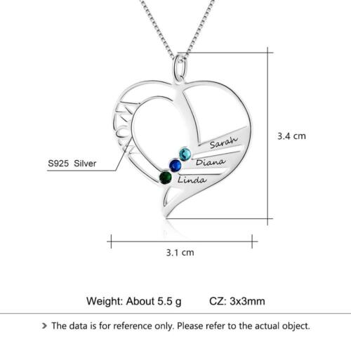Personalized 3pcs/Set Heart Best Friend Necklaces with Birthstone BFF Necklaces for 3 Friends