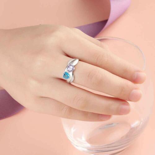 Personalized Love Promise Rings - Engraved Two Layer Names & Birthstone, Elegant Jewelry for Women - Classic On-Trend Jewelry Collection For Women Of All Ages