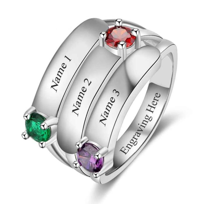 Personalized Jewelry for Women - Three Engraved Names Jewelry for Women - Sterling Silver Promise Ring for Women - Accessories for Women