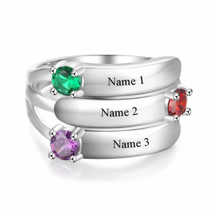 Personalized Jewelry for Women - Three Engraved Names Jewelry for Women - Sterling Silver Promise Ring for Women - Accessories for Women