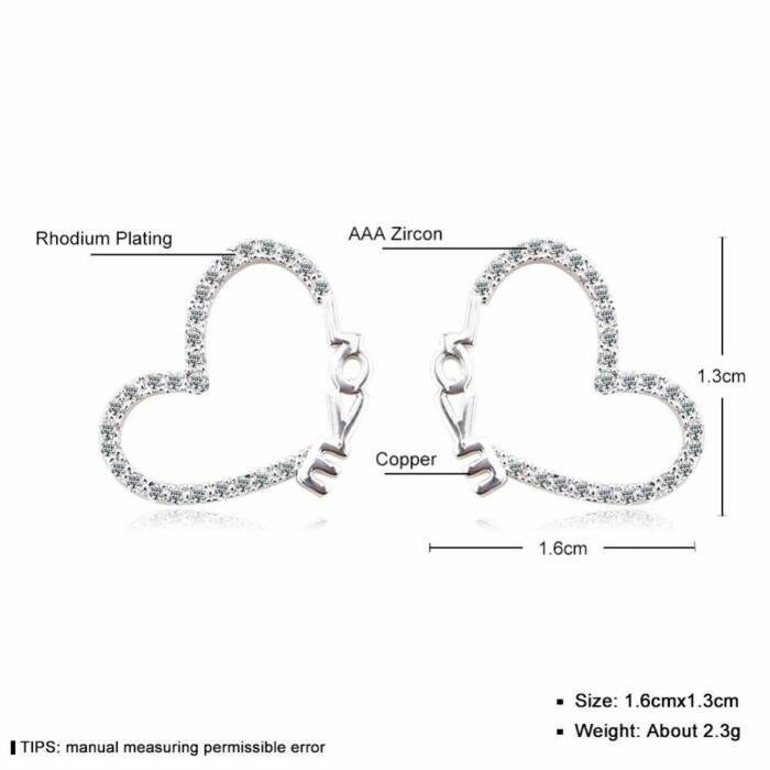 Heart Shape Love Pattern Jewelry- Zirconia Stud Earrings for Girls- Stylish Accessories for Women- Love Jewelry for Women- Jewelry for Women