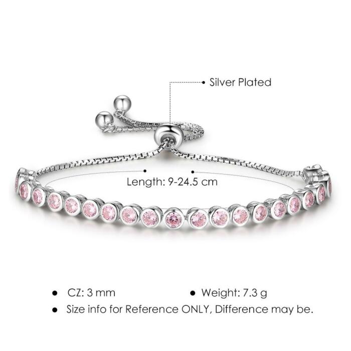Telescopic Bracelets For Women Pink Cubic Zirconia Fashion Party Accessorise Bracelets & Bangles Gift For Her