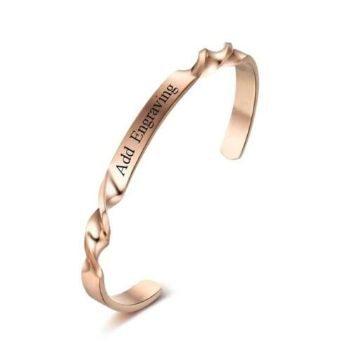 Twisting Shape Personalized Gift Engraved Name ID Bangle For Women Stainless Steel Bracelets & Bangles