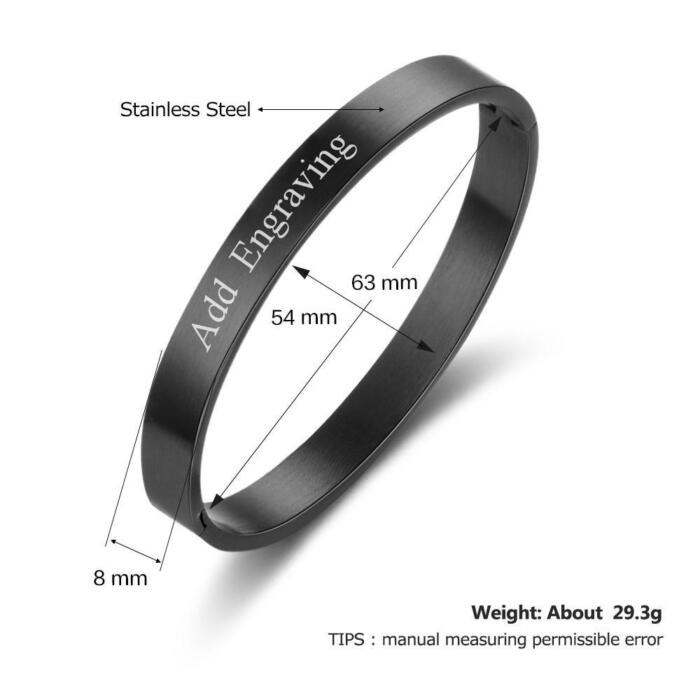 8mm Width Personalized Gift Jewelry Engraved Name ID Bangle For Women Stainless Steel Bracelets & Bangles