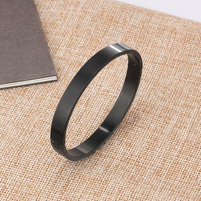8mm Width Personalized Gift Jewelry Engraved Name ID Bangle For Women Stainless Steel Bracelets & Bangles