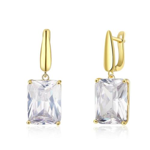 Square Gold Drop Earrings - Solid Cubic Zirconia Earrings