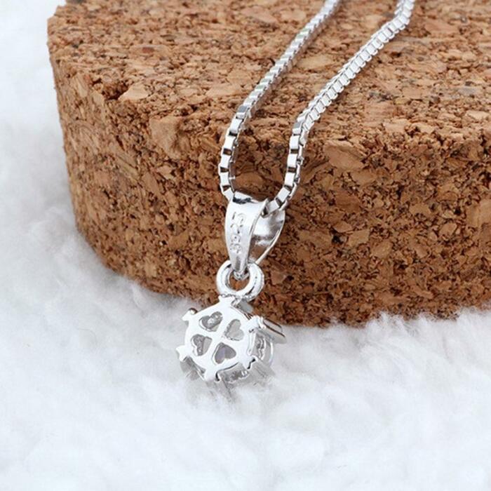 Sterling Silver Necklaces for Women - Zirconia Stone Stud Necklace for Women - Trendy Round Stone Chain Necklace - Engagement Jewelry for Women