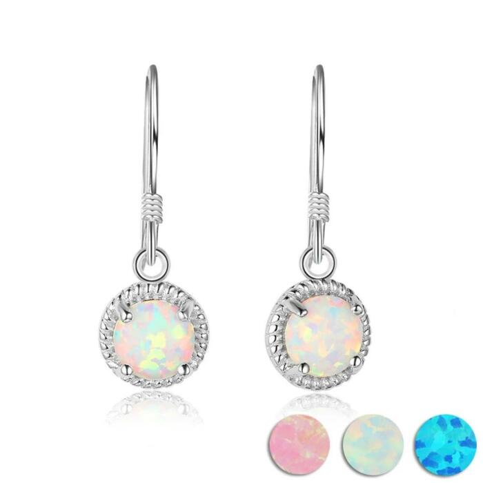 Romantic Opal Stone Earrings for Women- Sterling Silver Earrings for Women- Personalized Jewelry for Women- Engagement Jewelry for Women