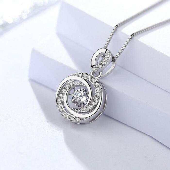 925 Sterling Silver Trendy Vortex Shape Pendant Necklaces, Fashion Jewelry for Women