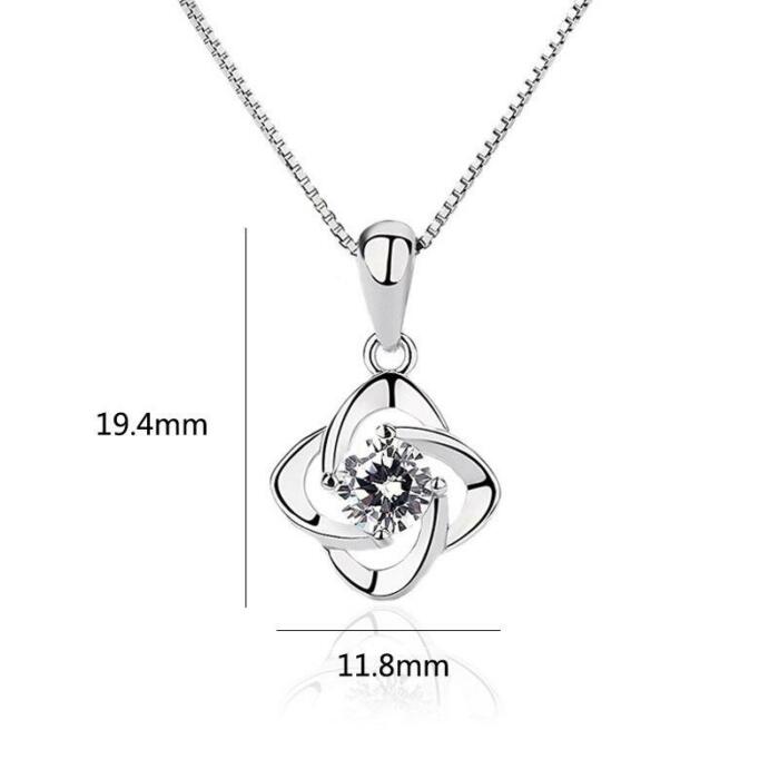 Trendy Sterling Silver Women Necklace with Flower Shape Pendant