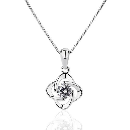 Trendy Sterling Silver Women Necklace with Flower Shape Pendant