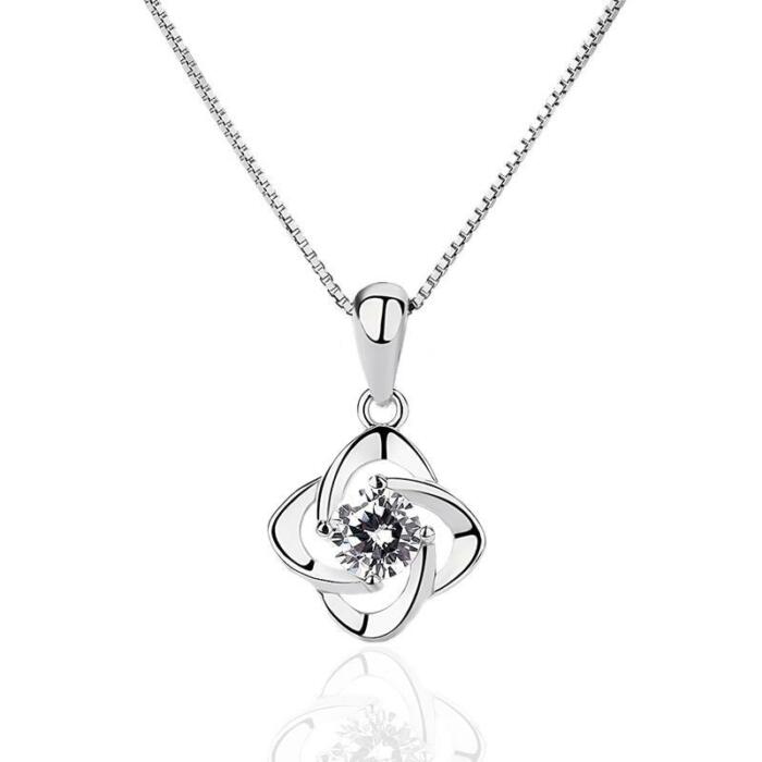 Trendy 925 Sterling Silver Women Necklace with Fashionable Flower Shape Pendant, Gift for Best Friend